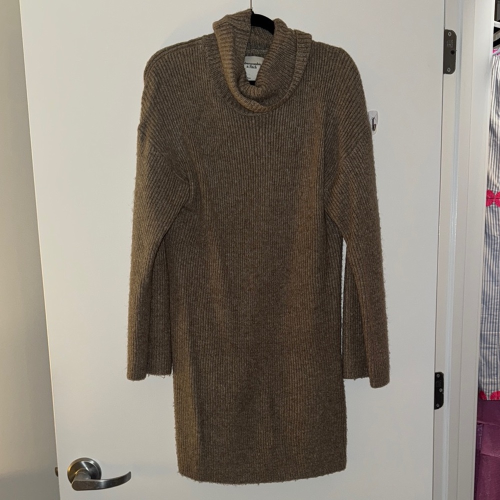 Cozy Brown Turtleneck Sweater Dress